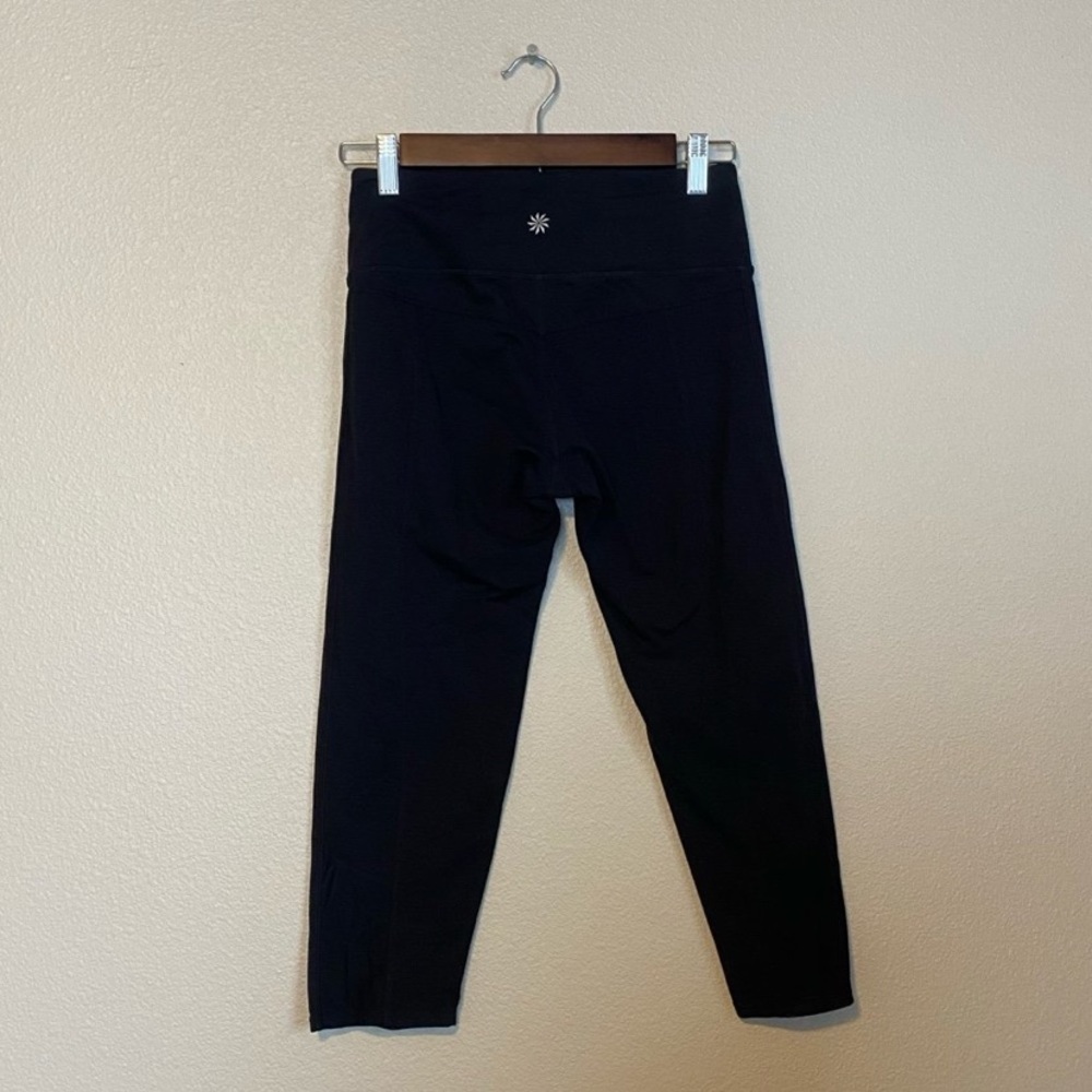Athleta Black Crop Mesh Panel Leggings